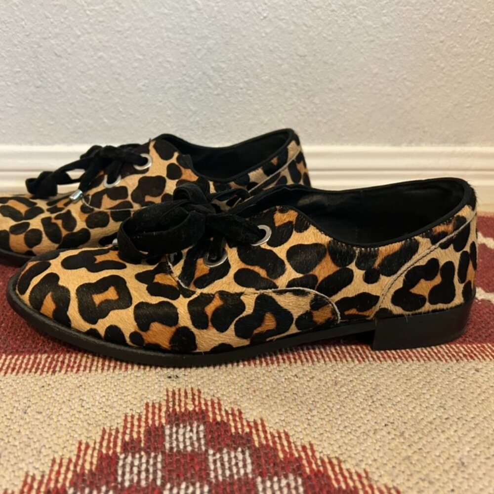 Shelly's London calf hair leopard print oxford sz9